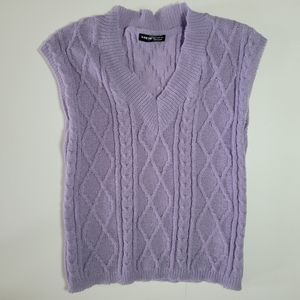 Shein Lilac Cable Knit Sweater Vest Size Small